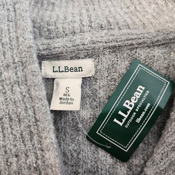 LL Bean Cozy Cloud Sweater Women's SMALL Quarter Zip Gray Ribbed NWT - Picture 6 of 8